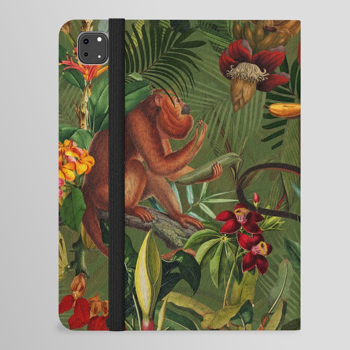 Vintage & Shabby Chic - Green Monkey Banana Jungle iPad Folio Case