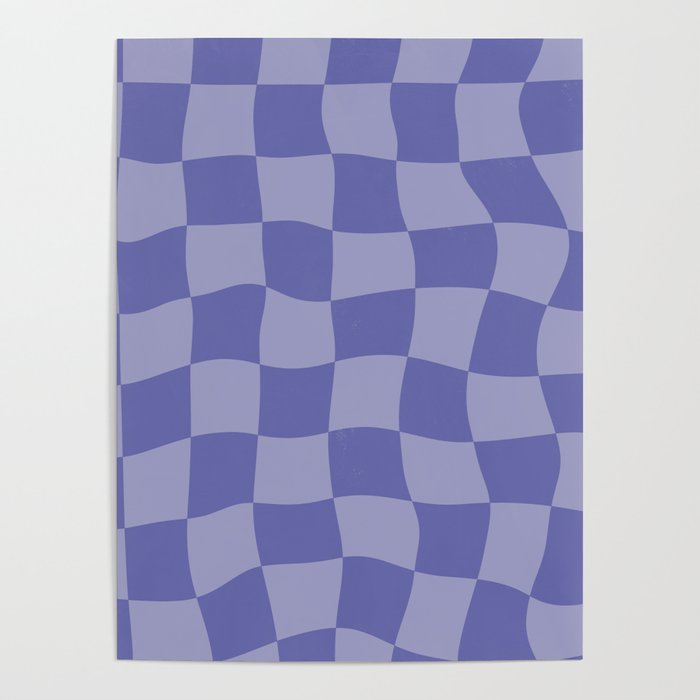 Very Peri Warped Checkerboard Poster