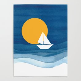 A sailboat in the sea Poster