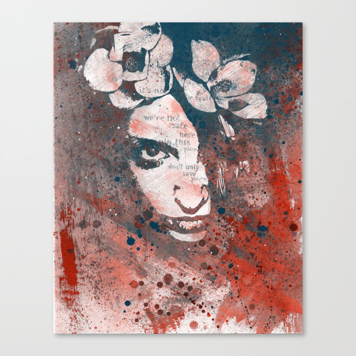 Red Hypothermia | flower woman graffiti painting Canvas Print