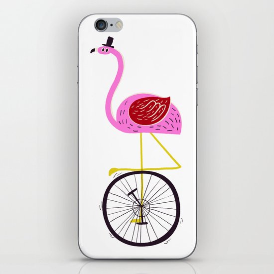 flamingo unicycler iPhone Skin