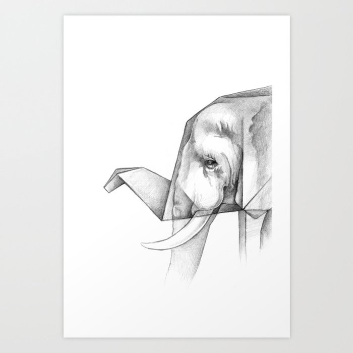 Elephant Origami Art Print