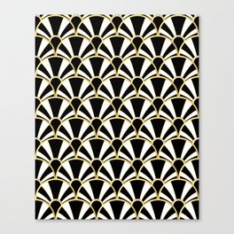 Black, White and Gold Classic Art Deco Fan Pattern Canvas Print