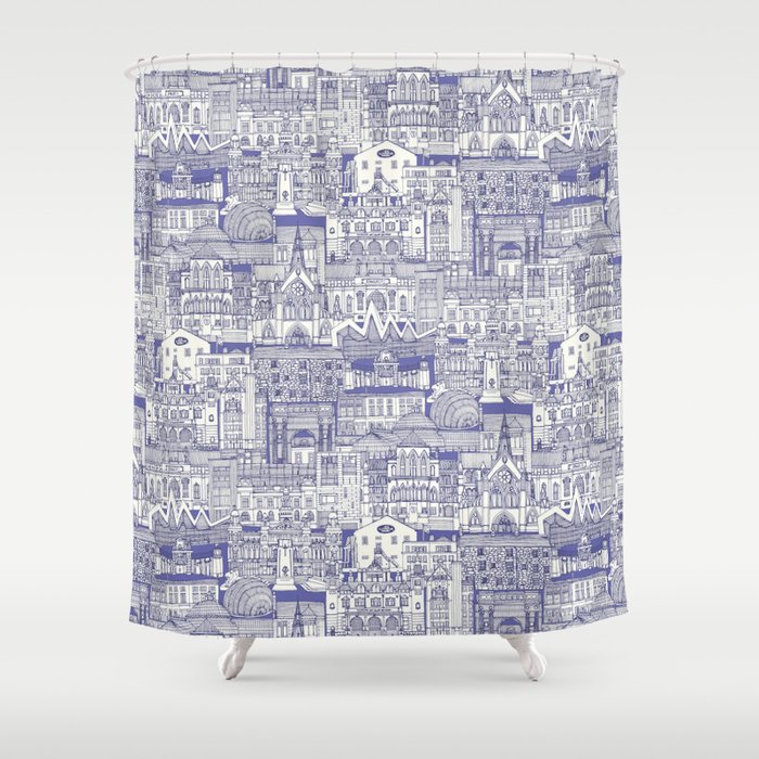Glasgow toile periwinkle Shower Curtain
