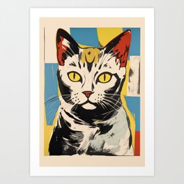 Grunge Cat Painting Art Print