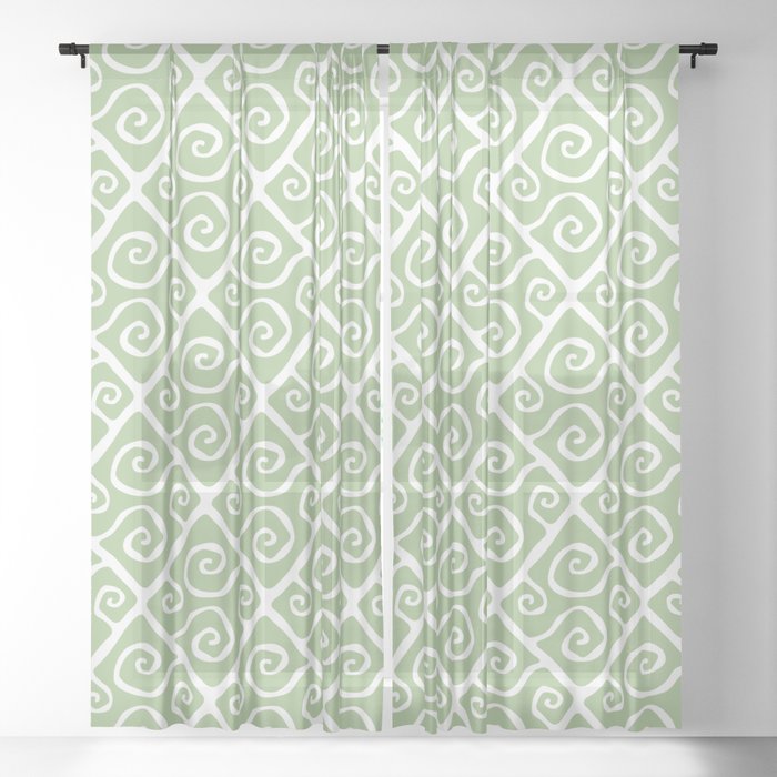 Mid Century Modern Diamond Swirl Pattern Sage Green Sheer Curtain By Tony Magner Society6 Sage Green Sheer Curtain By Tony Magner, Sage Green Curtains Sheer