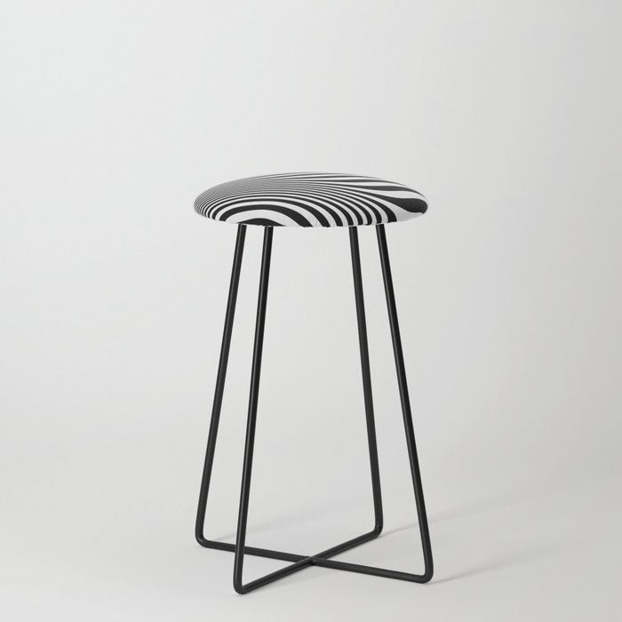 Retro Shapes And Lines Black And White Optical Art Counter Stool