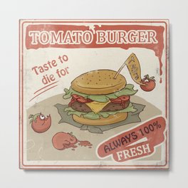Tomato Burger Vintage Metal Print