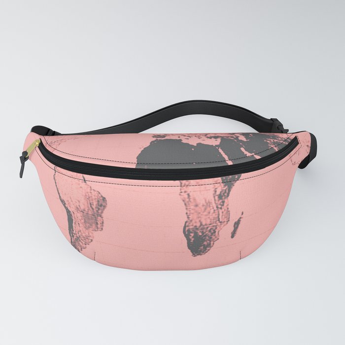 World Map: Gall Peters Pink Fanny Pack