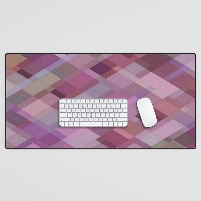 Modern Rainbow Plaid Pink Desk Mat