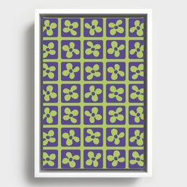 Retro Flowers Pattern - Purple Green Framed Canvas