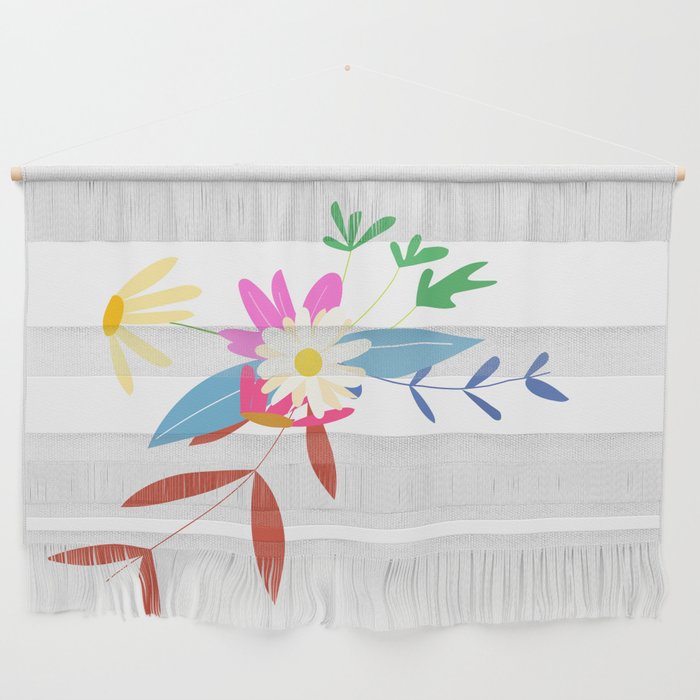 Garden Flowers - Floral Colourful Minimalistic Art Design Pattern Wall Hanging