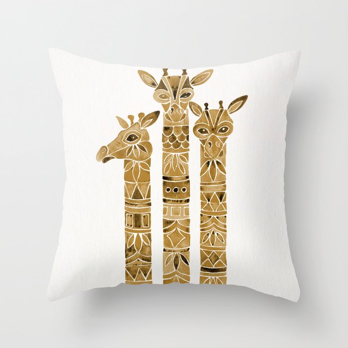 Giraffes – Sepia Palette Throw Pillow