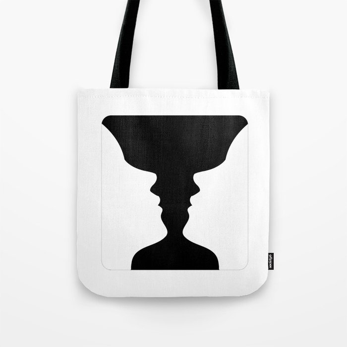 Two faces side by side- illusion of a vase also called Rubins vase Tote Bag