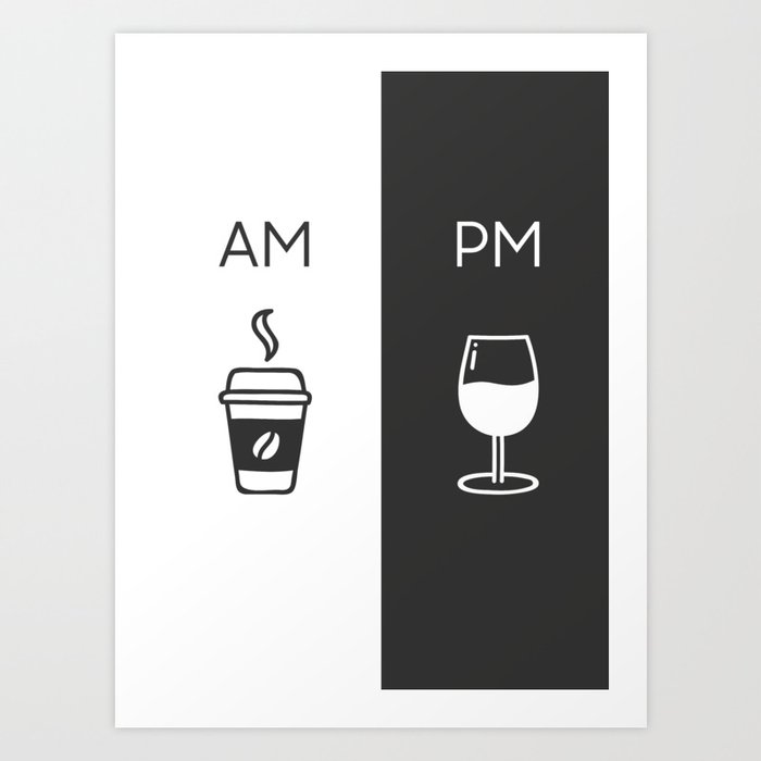 Am Pm Kitchen Poster Coffee Wine Decor Home Decor Wall