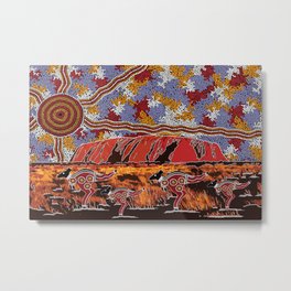 Uluru (Ayers Rock) Authentic Aboriginal Art Metal Print | Uluru, Kangaroo, Australia, Aboriginalart, Aboriginal, Painting 