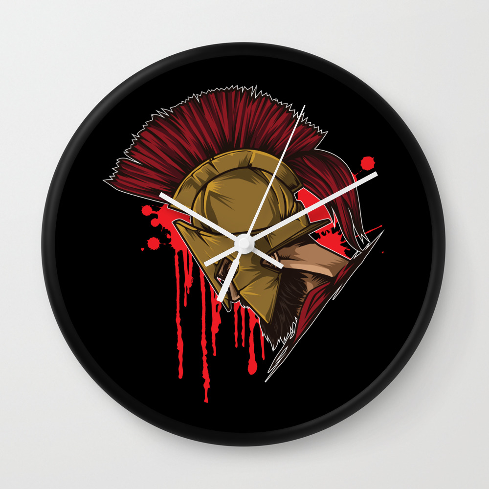 Spartan Warrior Sparta Head Fighter Spartiate Wall Clock By Anziehend Society6