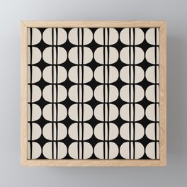 Mid Century Modern Geometric Pattern 157 Mid Mod Black and Linen White Framed Mini Art Print