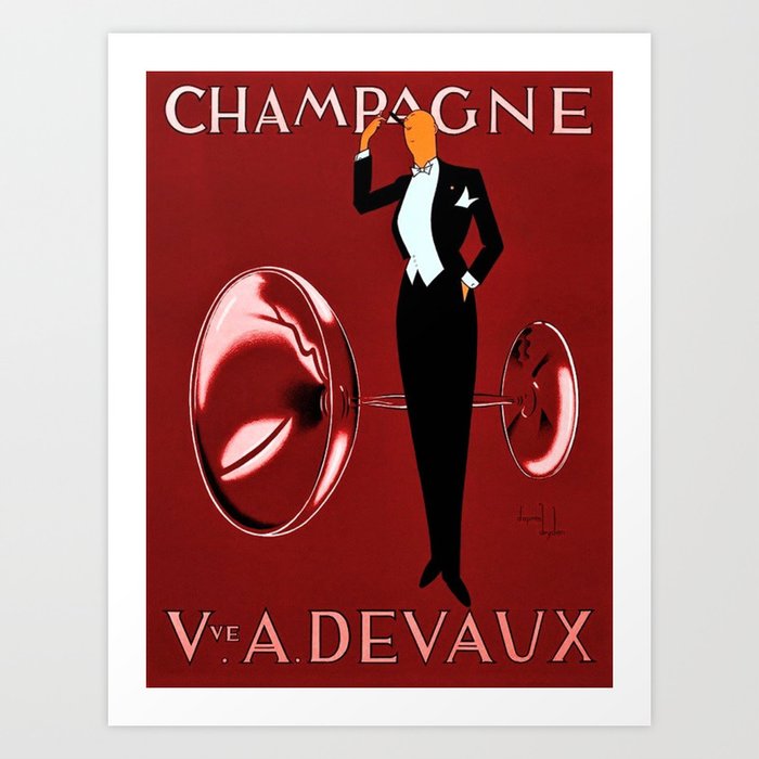 Vintage Champagne Red Paris, France Jazz Age Roaring Twenties Advertisement Poster - Posters Art Print