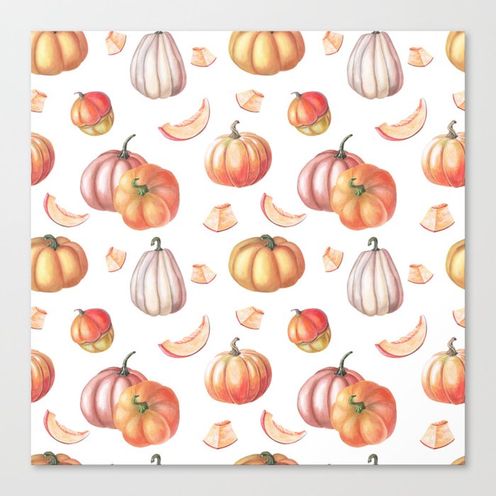 Autumn Pumpkins Pattern Canvas Print