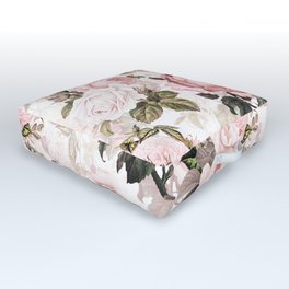 Vintage & Shabby Chic - Sepia Pink Roses  Outdoor Floor Cushion | Pink, Vintage, Roses, Cottagecore, Antique, Retro, Pattern, Nature, Boho, Watercolor 