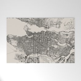 Canada, Vancouver Map - Black & White Welcome Mat