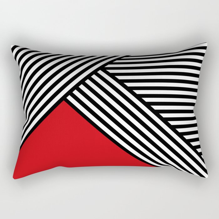 Black and white stripes with red triangle Rectangular Pillow