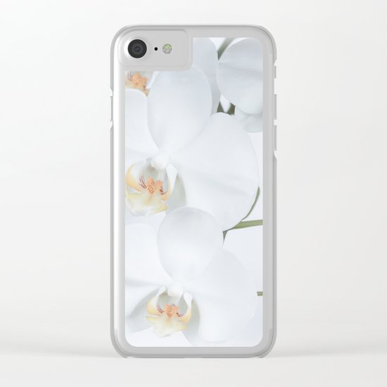 White orchids flowers pure white romantic Clear iPhone Case