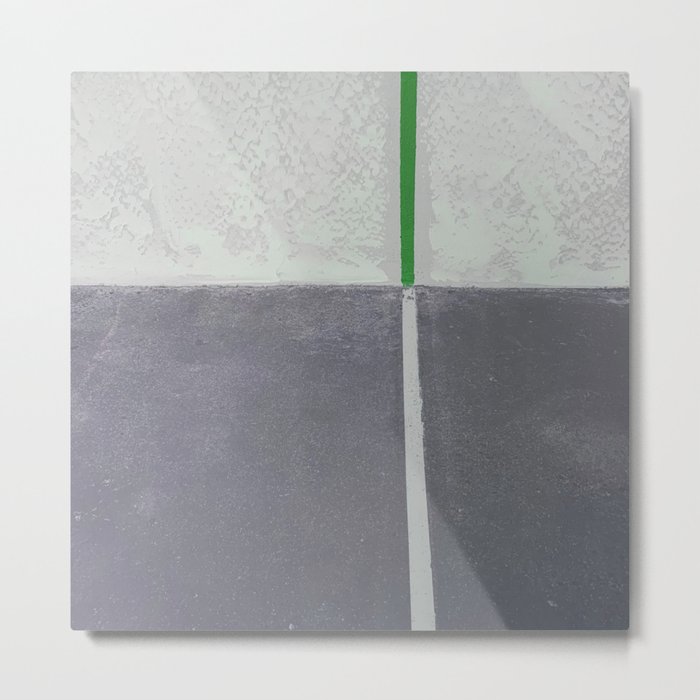 Modern Geometric Gray Pastel Green Stripe Colorblock Metal Print