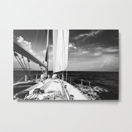 "Full Steam Ahead" Black And White Fine Art Photography Print Of A Sailing Boat Metal Print | Nautical, Ocean, Sail, Ship, Yacht, Photo, Sea, Water, Boat, Adventure 