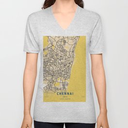 Chennai Yellow City Map V Neck T Shirt