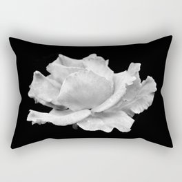 White Rose On Black Rectangular Pillow