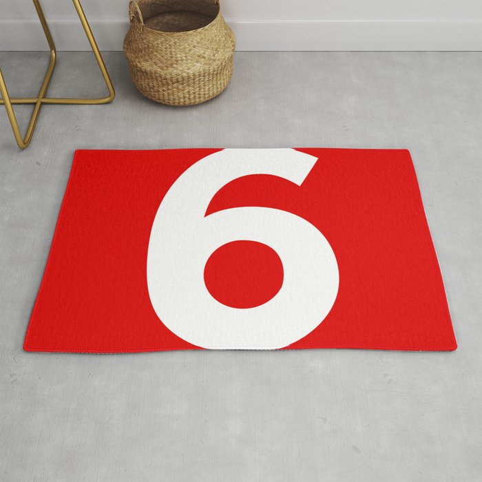 Number 6 (White & Red) Rug