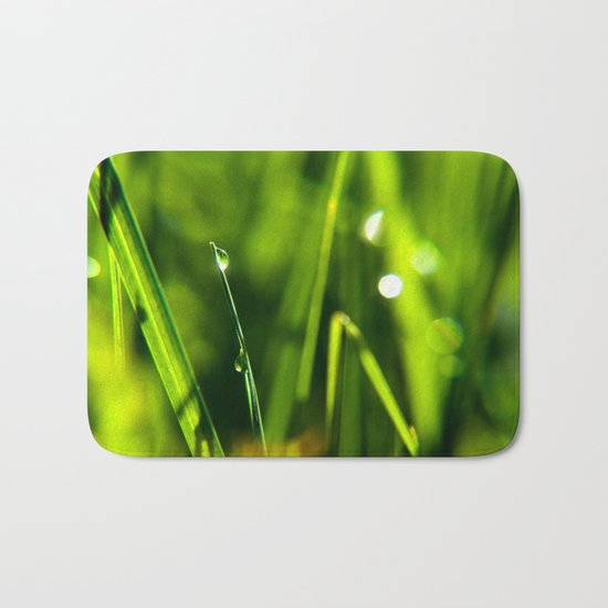 Dew on grass at early backlight Bath Mat