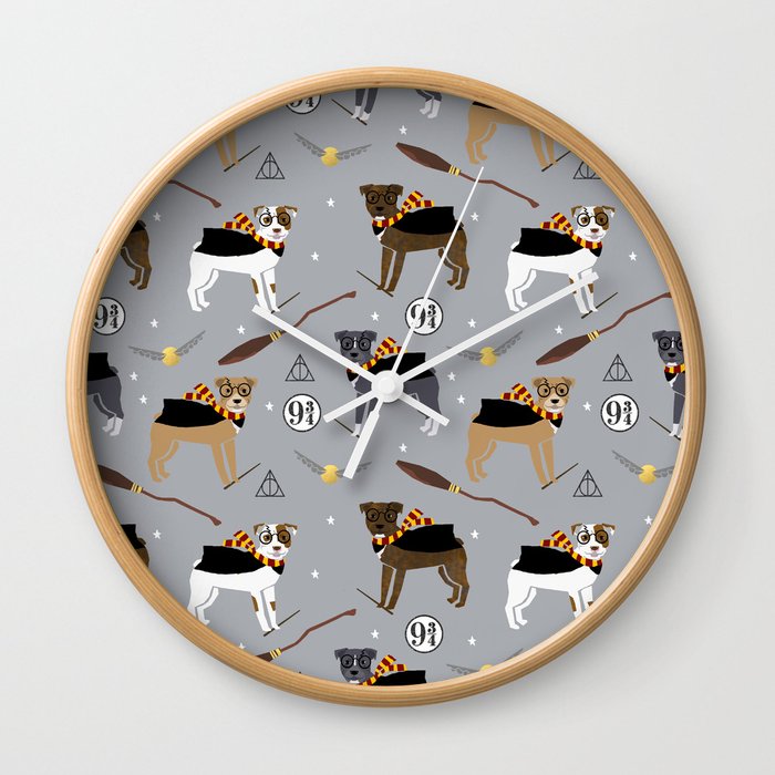 Pitbull witch wizard magic dog breed gifts Wall Clock