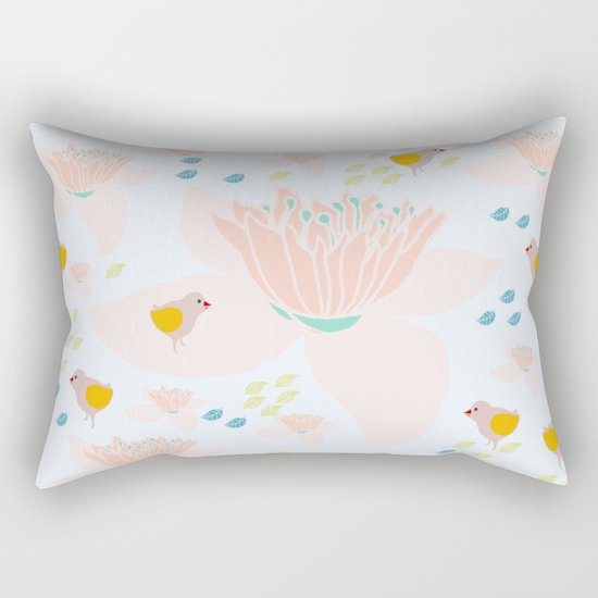 Lotus and babybird Rectangular Pillow