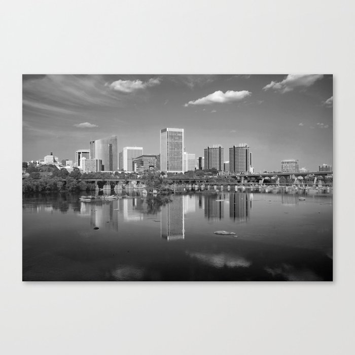 Richmond Virginia skyline in black and white Canvas Print