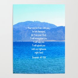 Isaiah 41:10 I am with you Bible Ocean Sunset Poster