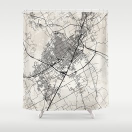 USA, Waco Black & White Town Map - Aesthetic Decor Shower Curtain
