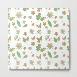 Seamless pattern leaf and flower Metal Print