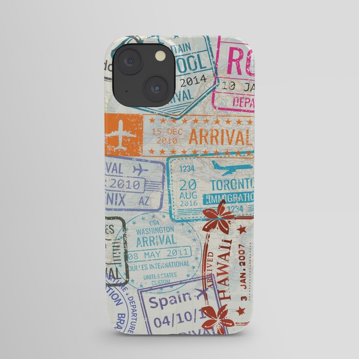 Vintage World Map with Passport Stamps iPhone Case