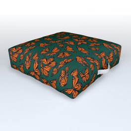 Green Monarch Butterflies Pattern Outdoor Floor Cushion