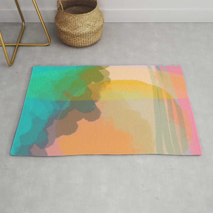 Shapes And Layers No 10 Sun Waves Clouds Sky Abstract Rug By Sewzinski