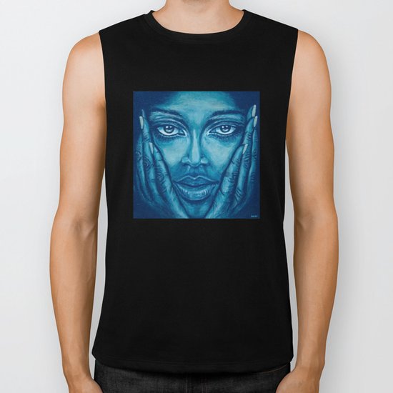look at me-blue Biker Tank
