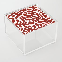 Red Matisse cut outs seaweed pattern on white background Acrylic Box