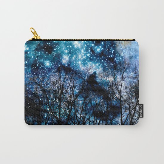 Black Trees Teal Space Carry-All Pouch
