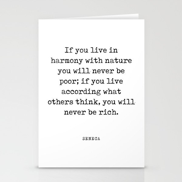 Harmony With Nature - Seneca Quote - Literature - Typewriter Print Stationery Cards
