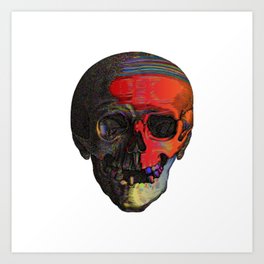 Colorful skull illustration, retro design  Art Print