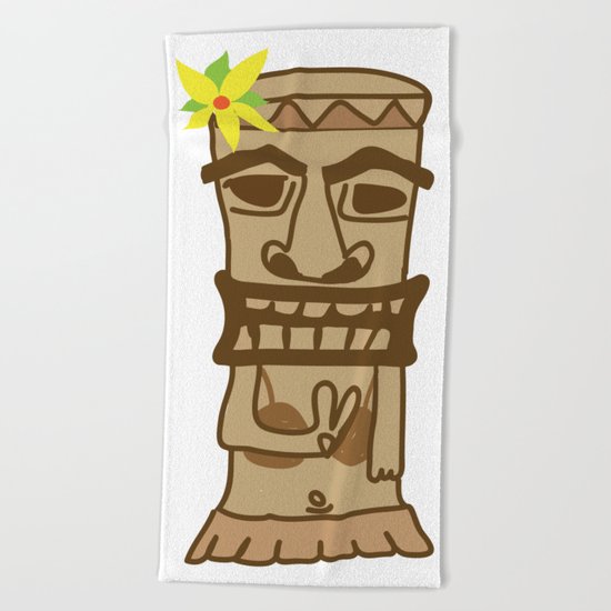 Hippie Island Tiki Dude Beach Towel