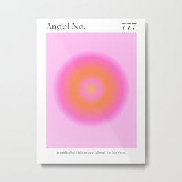 Angel Number 777 Metal Print | Manifestation, 777, Energy, Spiritual, Angelnumber, Graphicdesign, Orange, Goodvibes, Aura, Pink 